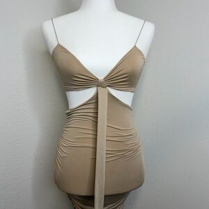 Oh Polly Tan Midi Dress